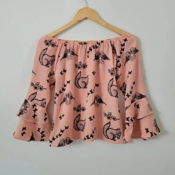 CLOSING SALE Flutter sleeve Woodland Blouse - Picture 4 of 4